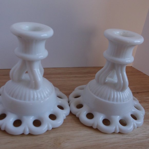 Westmoreland Accents Vintage Westmoreland Candle Holders Milk Glass